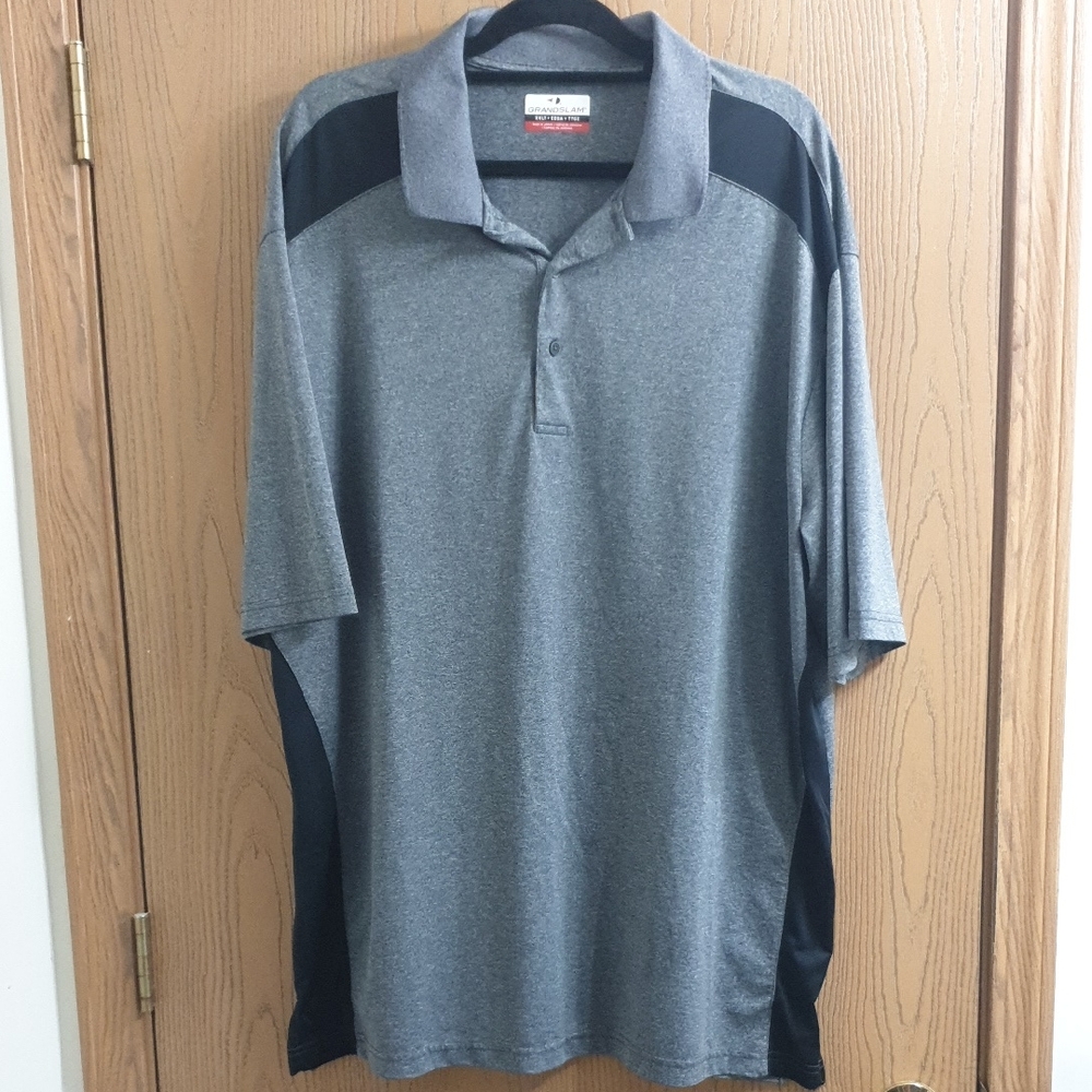 Grand Slam Gray Polo with Black Contrast Panels
